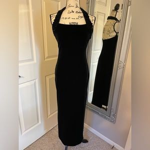 Black velvet formal dress